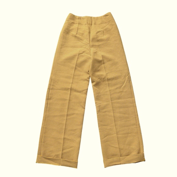 Lilli Ann VTG Wide Leg High Waist Checkered Pants Yellow/Grey Retro Classic SZ S - Picture 1 of 12